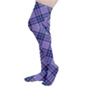 Purple Plaid Tartan 1 Diagonal Thigh High Stockings View3