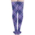 Purple Plaid Tartan 1 Diagonal Thigh High Stockings View4