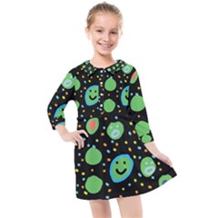 Doodle Dot Drawing Kids  Quarter Sleeve Shirt Dress