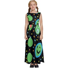 Doodle Dot Drawing Kids  Satin Sleeveless Maxi Dress