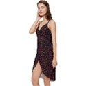 Pattern Ha Ha Ha  Abstract Black Dark Doodle Hahaha Pattern Physco Wrap Frill Dress View2