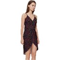 Pattern Ha Ha Ha  Abstract Black Dark Doodle Hahaha Pattern Physco Wrap Frill Dress View3