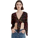 Pattern Ha Ha Ha  Abstract Black Dark Doodle Hahaha Pattern Physco Trumpet Sleeve Cropped Top View1