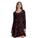 Pattern Ha Ha Ha  Abstract Black Dark Doodle Hahaha Pattern Physco Long Sleeve Knee Length Skater Dress With Pockets View3