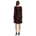 Pattern Ha Ha Ha  Abstract Black Dark Doodle Hahaha Pattern Physco Long Sleeve Knee Length Skater Dress With Pockets View4
