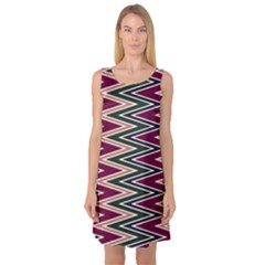 Pattern Zigzag Stripe Design Sleeveless Satin Nightdress