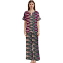 Pattern Zigzag Stripe Design Short Sleeve Long Pants Satin Pajamas Set View1