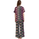 Pattern Zigzag Stripe Design Short Sleeve Long Pants Satin Pajamas Set View4