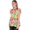 Leaves Pattern Seamless Texture Ruffle Collar Short Sleeve Chiffon Top View2