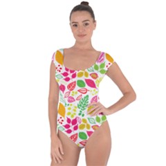 Leaves Pattern Seamless Texture Short Sleeve Leotard 