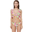 Leaves Pattern Seamless Texture Low Cut Ruffle Edge Bikini Set View1