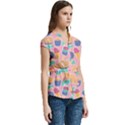 Ice Cream Donut Sweets Candie Women s Cap Sleeve Mandarin Collar Waist Tie Blouse View3