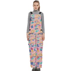 Ice Cream Donut Sweets Candie Women s Side Zip Front Pouch Ski And Snowboard Bib Pants	