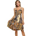 3d Letters Macro Wooden Letters Letters Textures Sleeveless Tie Front Chiffon Dress View1