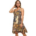 3d Letters Macro Wooden Letters Letters Textures Sleeveless Tie Front Chiffon Dress View2