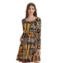 3d Letters Macro Wooden Letters Letters Textures Long Sleeve Knee Length Skater Dress With Pockets View1