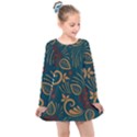 Flowers Floral Retro Flower Texture Kids  Long Sleeve Dress View1