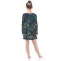 Flowers Floral Retro Flower Texture Kids  Long Sleeve Dress View2