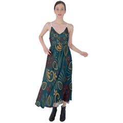 Flowers Floral Retro Flower Texture Tie Back Maxi Dress