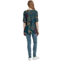 Flowers Floral Retro Flower Texture Women s Zip Front V-Neck 3/4 Sleeve Casual Top Pocket Shirt View4