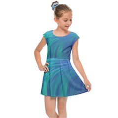 Psicodelia Zyguratti Texture Cyanturquoise Kids  Cap Sleeve Dress
