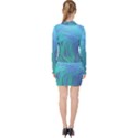 Psicodelia Zyguratti Texture Cyanturquoise V-neck Bodycon Long Sleeve Dress View2