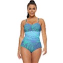 Psicodelia Zyguratti Texture Cyanturquoise Retro Full Coverage Swimsuit View1