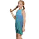 Psicodelia Zyguratti Texture Cyanturquoise Kids  Halter Collar Waist Tie Chiffon Dress View2