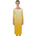 Cream Yellow To Amber Orange Linear Gradient Quarter Sleeve Midi Bodycon Dress View1