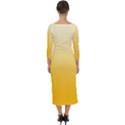 Cream Yellow To Amber Orange Linear Gradient Quarter Sleeve Midi Bodycon Dress View2