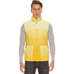 Cream Yellow To Amber Orange Linear Gradient Men s High Neck Button Up Puffer Vest
