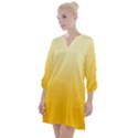 Cream Yellow To Amber Orange Linear Gradient Open Neck Shift Dress View1