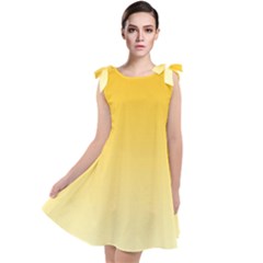 Amber Orange To Cream Yellow Linear Gradient Tie Up Tunic Dress