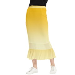 Amber Orange To Cream Yellow Linear Gradient Maxi Fishtail Chiffon Skirt