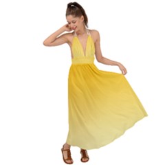 Amber Orange To Cream Yellow Linear Gradient Backless Maxi Beach Dress