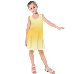 Cream Yellow To Amber Orange Bilinear Gradient Kids  Sleeveless Dress