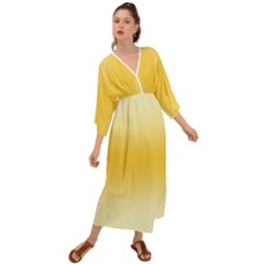 Cream Yellow To Amber Orange Bilinear Gradient Grecian Style  Maxi Dress