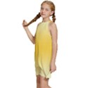 Cream Yellow To Amber Orange Bilinear Gradient Kids  Halter Collar Waist Tie Chiffon Dress View2