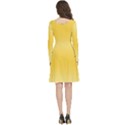Cream Yellow To Amber Orange Bilinear Gradient Long Sleeve V-neck skater dress with Pockets View4