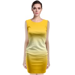 Amber Orange To Cream Yellow Bilinear Gradient Sleeveless Velvet Midi Dress