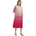 Cream Yellow To Crimson Red Linear Gradient Women s Cotton 3/4 Sleeve Nightgown View3