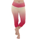 Cream Yellow To Crimson Red Linear Gradient Lightweight Velour Capri Yoga Leggings View1
