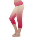 Cream Yellow To Crimson Red Linear Gradient Lightweight Velour Capri Yoga Leggings View2
