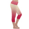 Cream Yellow To Crimson Red Linear Gradient Lightweight Velour Capri Yoga Leggings View3