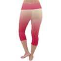 Cream Yellow To Crimson Red Linear Gradient Lightweight Velour Capri Yoga Leggings View4