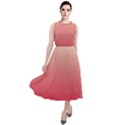Cream Yellow To Crimson Red Linear Gradient Round Neck Boho Dress View1