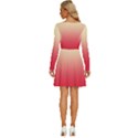 Cream Yellow To Crimson Red Linear Gradient Long Sleeve Wide Neck Velvet Dress View4