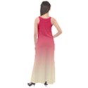 Crimson Red To Cream Yellow Linear Gradient Sleeveless Velour Maxi Dress View2