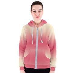 Cream Yellow To Crimson Red Bilinear Gradient Women s Zipper Hoodie