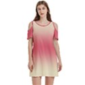 Cream Yellow To Crimson Red Bilinear Gradient Women s Cold Shoulder Round Neck Mini Dress View1